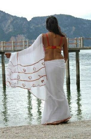 Bollywood Style Dress, Saree Wearing, White Saree, Backless Blouse, Bollywood Style, Desi Girl, Hair Braid, South Actress, Hair Bun