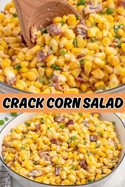 Bacon Corn Salad recipe has an addictive reputation for a reason: take one bite of this meaty, cheesy, creamy, crunchy combination of corn, bacon, cheddar, and ranch seasoning and you won’t be able to stop! It’s a delicious summer side dish to bring to barbecues, potlucks, and tailgates. Bacon Corn Salad, Bacon Corn, Corn Salad Recipe, Bacon Dishes, Corn Side Dish, Viral Recipes, Facebook Recipes, Pinky Girl, Summer Side Dish