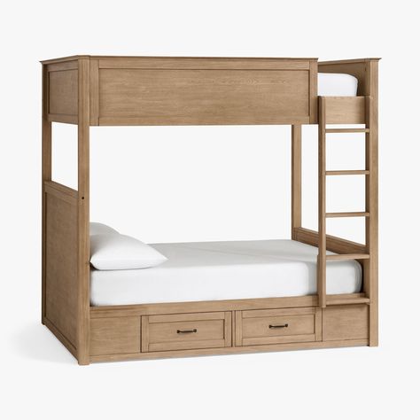 Hampton Teen Bunk Bed | Pottery Barn Teen Bunk Bed With Shelves, Teen Bunk Bed, Full Over Full Bunk Beds, Frame Paneling, Teen Bunk Beds, Dorm Wishlist, Bed With Shelves, White Bunk Beds, Twin Over Full Bunk Bed