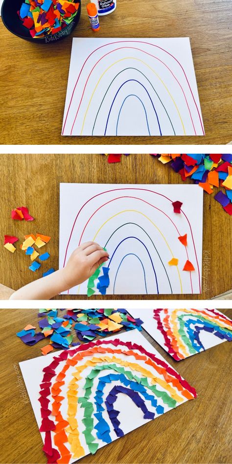 Vetenskapliga Experiment, Pre K Crafts, Pre K Art, Rainbow Craft, Toddler Craft, Construction Paper Crafts, Homeschool Preschool Activities, K Crafts, Toddler Art Projects