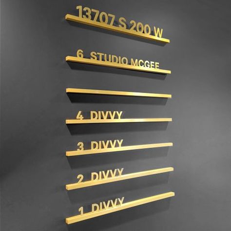 divvy-brass-changeable-lobby-directory-sign Lobby Directory Signage, Directory Signage, Directory Signs, Room Signage, Floating Material, Future Inspiration, Wall Signage, Entrance Lobby, How To Make Signs