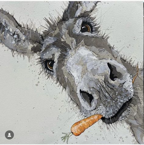 Smiling Donkey, Painting Objects, Donkey Art, Smiling Animals, Donkeys, Christmas Paintings, Diamond Art, Painting Projects, Ink Art