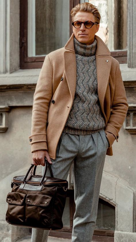 Classic Male Fashion, Mens Winter Fashion Formal, Coat Outfit Men Casual, Men Style Classy Elegant, Airport Outfit Men Travel Style, Coat Outfits Men, Quiet Luxury Men, Well Dressed Men Casual, Winter Style Men