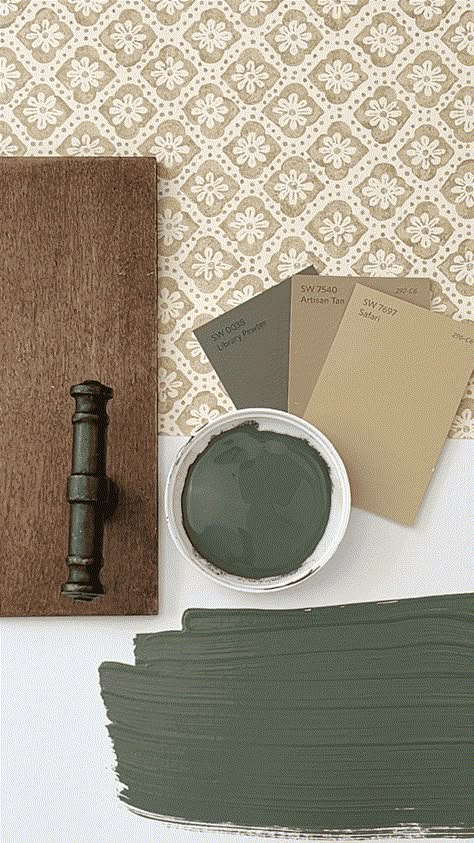 Simplee DIY Design Boards - Green Half Wall Bathroom, Green Mudroom With Wallpaper, Magnolia Homes Green Paint Colors, Wall Colors For Green Cabinets, Forest Green Panelling, Sherwin Williams Green Palette, Green Paint Schemes Interior, Rosemary Bedroom Walls, Garden Oasis Benjamin Moore