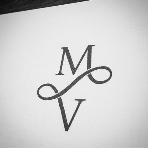 V Letter Tattoo, V Logo Design, V Tattoo, Couples Initials, M Tattoos, Wedding Logo Monogram, Bespoke Wedding Stationery, Wedding Logo Design, Elegant Monogram