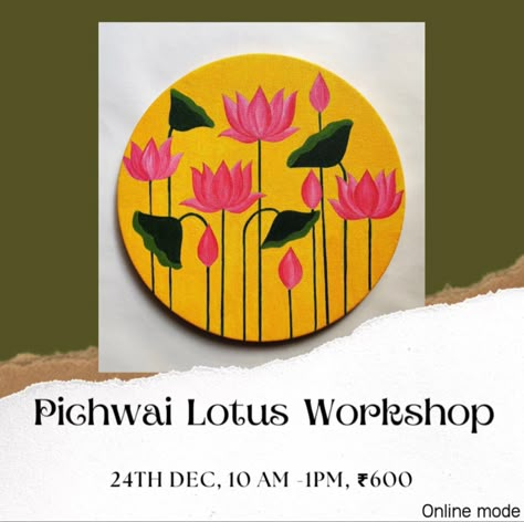 Lotus Painting Ideas, Simple Pichwai Painting, Pichavai Painting, Lotus Pichwai Painting, Pichwai Lotus Painting, Pichwai Paintings Lotus, Pichwai Art Paintings, Pichwai Lotus, Pichwai Art