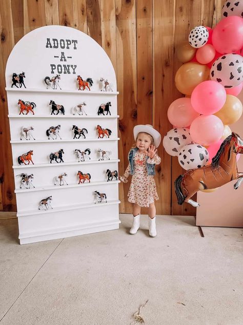 A "Three-Haw" Pink Cowgirl Birthday Party - Everyday She Moms Horse Third Birthday Party, Cowgirl Third Birthday, 3rd Birthday Horse Theme, Pink Horse Birthday Party, Horse Girl Birthday Party, Horse Theme Birthday Party Girl, Horse Birthday Party Ideas Girl, Girls Horse Birthday Party, Barn Birthday Party Ideas