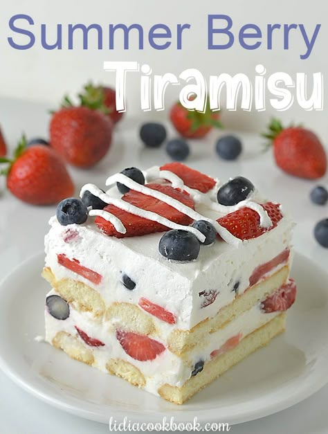 Berry Tiramisu, Strawberries And Blueberries, Tiramisu Recipe, Easy Summer Desserts, Refreshing Desserts, Summer Dessert Recipes, Desserts For A Crowd, Mascarpone Cheese, Desserts Easy