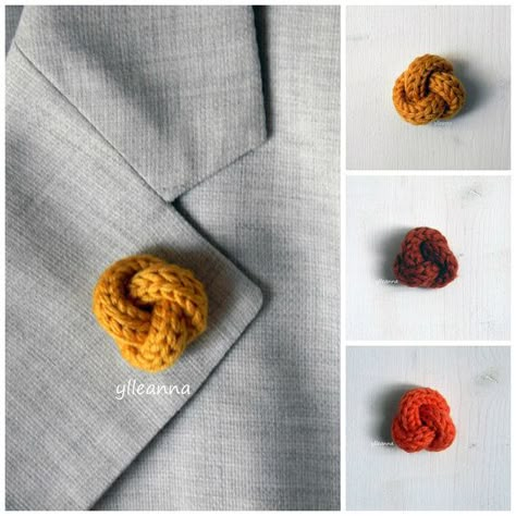 Crochet Lapel Pins, Crochet Paracord, Wool Bracelet, Crochet Pins, Saffron Orange, Knot Button, Wire Knitting, Orange Shades, Cotton Bracelet