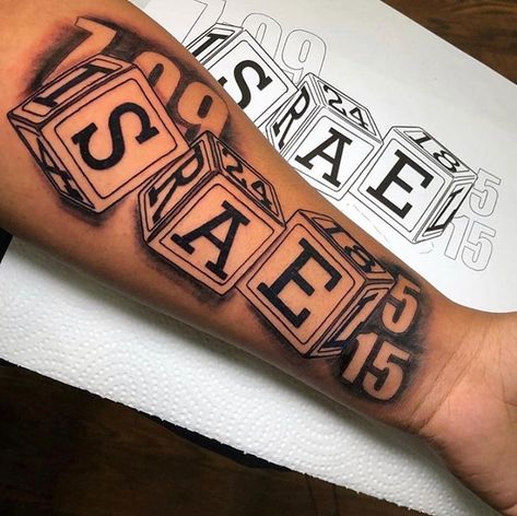 TATTSBYJOSE on Instagram: “TATTOOIST DM Me If You Want To Book🎨 50% Deposit For Booking💰CashApp Is Required💲Book Your Appointment Now💉 Spots Will Be Unavailable…” Block Letter Tattoo, Blocks Tattoo, Tattoos For Your Son, Baby Tattoo For Dads, Tattoos For Baby Boy, Cute Thigh Tattoos, Letter Tattoo, Forarm Tattoos, Fire Tattoo