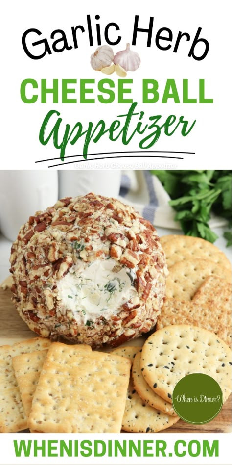 One of my favorite party appetizers has to be my garlic herb cheese ball. This easy cheese ball recipe combines cream cheese and parmesan cheese with fresh herbs, before being rolled into a ball and coated with crunchy chopped pecans. Brie Bites Recipes, Herb Cheese Ball, Cranberry Brie Appetizer, Keto Cauliflower Bites, Simple Chia Seed Pudding, Shrimp Jalapeno Poppers, Vegetarian Stuffed Mushrooms, Cream Cheese Balls Recipe, Garlic Herb Cheese