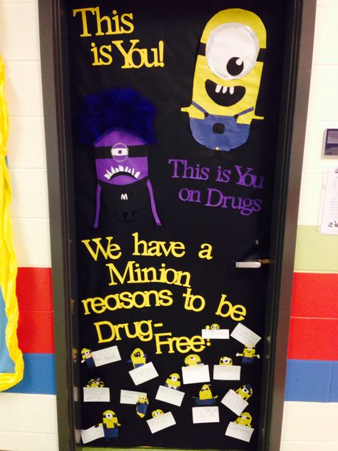 Minion door Red ribbon week Minion Door, Minion Classroom, Red Ribbon Week, A Minion, School Doors, Elementary School Counseling, Ra Ideas, Door Decorations Classroom, Classroom Door