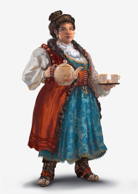 ArtStation - Halfling Feast Master, Kim Van Deun Fantasy Tavern Keeper, Inn Keeper Dnd, Dnd Tavern Keeper, Halfling Female, Tavern Keeper, Inn Keeper, Dnd Halfling, Fantasy Role Playing, Heroic Fantasy