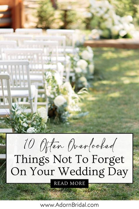 If you’re planning your wedding and coordinating your own wedding, check out this blog post from Adorn Bridal. This blog post is all about things brides forget and helping you remember all the little things so that your day goes smoothly. From bridal accessories to your wedding day timeline, these wedding day tips and tricks will help you feel calm and confident and ready to say “I do”. Click the link to get some tips for your wedding day now! Things Brides Forget To Do, Post Wedding To Do List, Who Do You Tip On Your Wedding Day, Wedding Day Timeline 3:30pm Ceremony, Wedding Day Timeline 5:30 Ceremony No First Look, Wedding Day Tips, Wedding Planning Timeline, Wedding Day Timeline, Day And Time