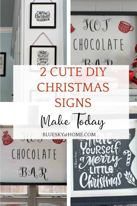 How to Make 2 Cute DIY Christmas Signs Diy Christmas Signs, Christmas Frames Diy, Baking List, Christmas Signs Diy, Bar Diy, Farmhouse Designs, Christmas Crafts For Kids To Make, Stencil Projects, Christmas Stencils