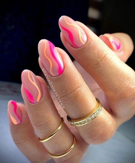 Summer Nails Orange, Summer Nails Art Designs, Trending Summer Nails, Summer Nails Art, Pink Tip Nails, Neon Pink Nails, Bridal Nails Designs, Pink Summer Nails, Nails Orange