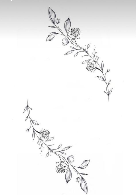 Ivy Vine Collar Bone Tattoo, Thumb Vine Tattoo, Floral Wrap Around Tattoo Forearm Stencil, Curved Flower Tattoo, Rose Vine Tattoo Arm, Wrap Around Shoulder Tattoo, Flower Border Design Aesthetic, Feminine Rose Tattoo, Vine Wrist Tattoo