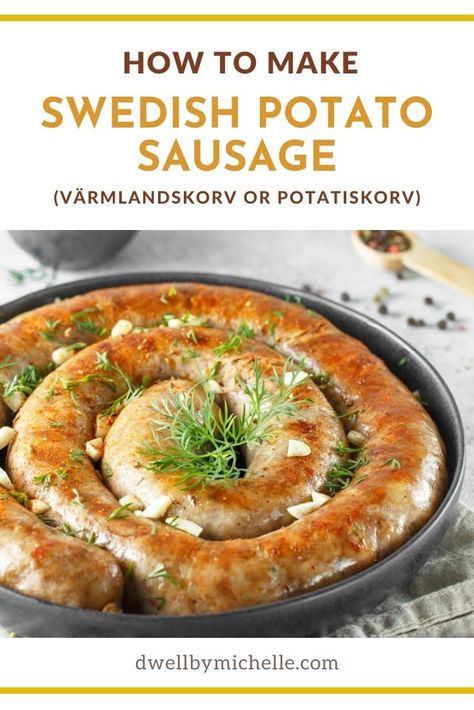 Swedish Potato Sausage (Värmlandskorv or Potatiskorv) Mettwurst Recipe, Homemade Brats, Diy Sausage, Polish Sausage Recipes, Sausage Making Recipes, Potato Sausage, Home Made Sausage, Pork Sausage Recipes, Homemade Sausage Recipes