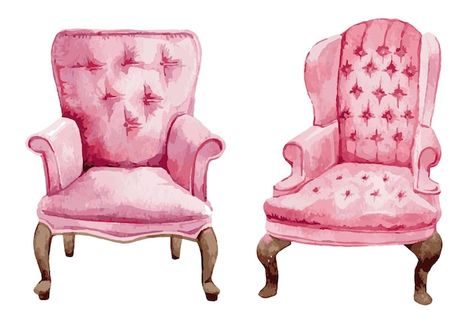 Vector watercolor illustration of armcha... | Premium Vector #Freepik #vector #chair #armchair #watercolor-illustration #furniture Armchair Illustration, Furniture Watercolor, Sofa Illustration, Furniture Clipart, Furniture Illustration, Princess Drawings, Victorian Furniture, Armchair Vintage, Wingback Chair