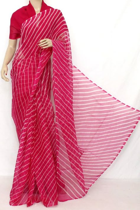 Traditional Bandhani (tie-n-die) Semi - Chiffon Saree (with Blouse ) 12619 Badhni Design Saree, Badhni Saree Blouse Design, Lahariya Saree Blouse Designs, Walima Saree, Jaipur Shopping, Leheriya Saree, Shibori Sarees, Kids Blouse Designs, Saree Fashion