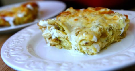 Green Chili and Chicken Lasagna | Cacique® Inc. Chilli Lasagna, Cacique Recipes, Chili Lasagna, Fake Chicken, Queso Quesadilla, Chicken Lasagne, Chili Enchiladas, Mexican Lasagna, Green Chili Chicken