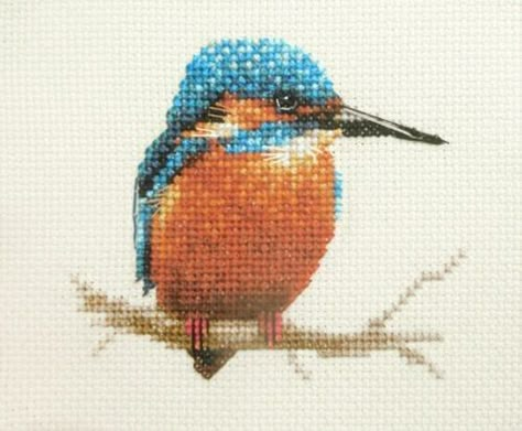 Healing Crafts, Intarsia Knitting Charts, Bullion Embroidery, Intarsia Knitting, Cross Stitch Birds, Kingfisher Bird, Diy Embroidery Designs, Cross Stitch Bird, Embroidery Threads