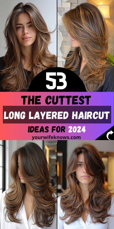 53 Trendy Long Layered Haircuts for 2024 Long Layered Haircuts Straight, Long Layered Curly Haircuts, Volume Haircut, Trendy Curtain Bangs, Long Length Haircuts, Long Fine Hair, Layered Thick Hair, Layered Haircuts With Bangs, Haircuts For Long Hair With Layers