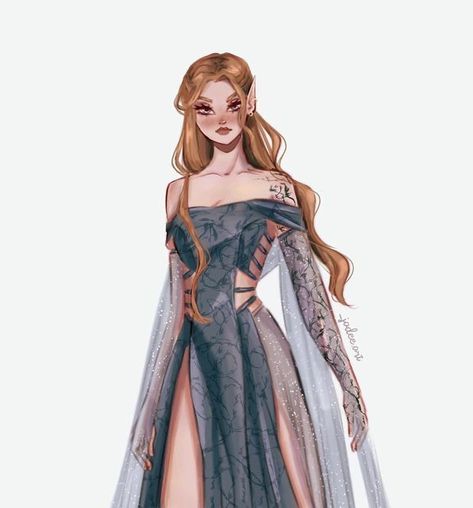 Feyre Dress Under The Mountain, Feyre Archeron Fanart, Asayris Art, Fanart Acotar, Court Outfit, Feyre Archeron, Feyre And Rhysand, Acotar Series, A Court Of Wings And Ruin