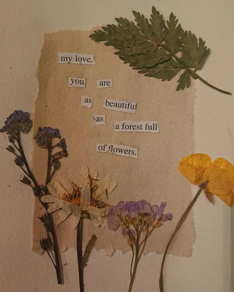 Dried flowers, old paper, poetry, homemade, love poem, short poem Flower Journal Aesthetic, Old Flowers Aesthetic, Diary Decoration Ideas, Bullet Journal Topics, Journal Diaries, Scrapbook Themes, Flowers Journal, Creative Diary, Short Poem