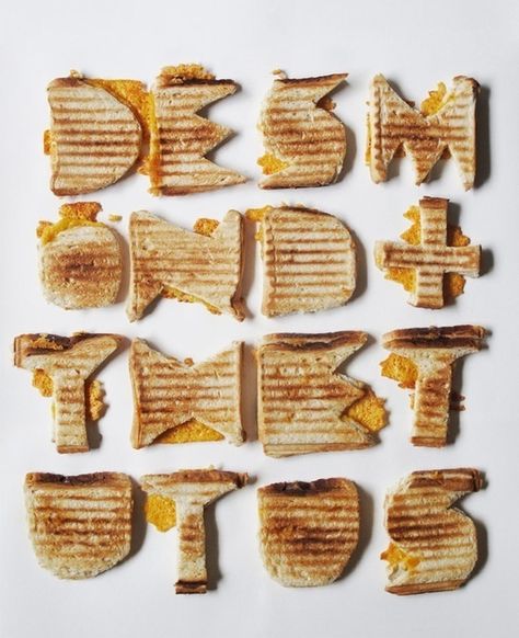 Type Made Out Of Objects, Organic Lettering, Object Typography, Organic Typeface, Natural Typography, Typography Objects, Type Experiments, Toasted Cheese, Food Lettering