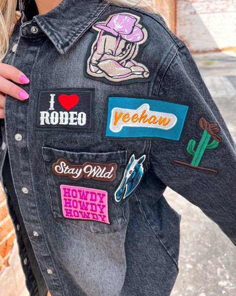 This weeks new arrivals are here! Add to cart 🛒⬇️ https://the-twisted-chandelier.myshopify.com/collections/new-arrivals Jean Jacket With Patches, Western Patchwork, Pink Panache Jewelry, Jacket With Patches, Jean Jacket Patches, Concert Wear, Unique Jackets, Patchwork Jacket, Top Sales