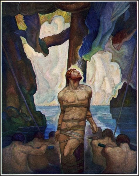 Odysseus And The Sirens, Iliad And Odyssey, Jamie Wyeth, Nc Wyeth, N C Wyeth, Howard Pyle, John Howe, The Iliad, Greek Mythology Art