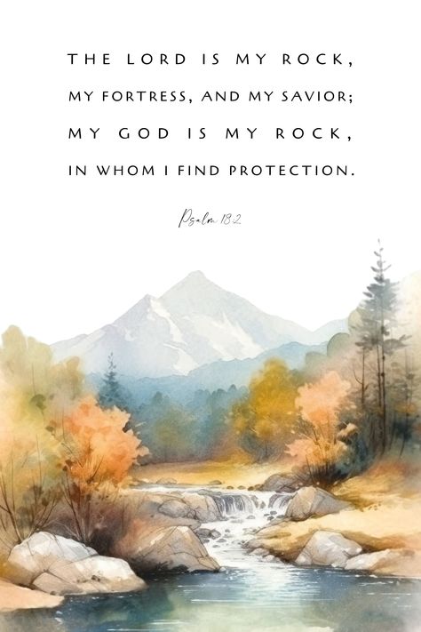 Psalm 18:2 The LORD Is My Rock, Printable Christian Wall Art, Bible Verse Wall Art, Christian Art, Farmhouse Decor Baptism Gift, Digital Art Psalm 127:3-5 Scripture Art, Bible Verse Painting Ideas, Painting With Bible Verse, Nature Bible Verses, Rock Scripture, Bible Watercolor, Christian Scripture Art, The Lord Is My Rock, Bible Verse Painting