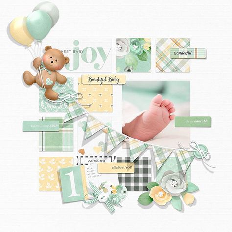 Birth Announcement Scrapbook Page Layout, Baby Scrapbook Pages Layouts, Baby Shower Scrapbook Layouts, Gender Reveal Scrapbook Page, Baby Scrapbook Ideas Layout, Scrapbook Ideas For Baby, Baby Shower Scrapbook, Baby Boy Scrapbook Layouts, Baby Book Ideas