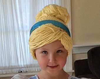 PATTERN: Crochet Cinderella Wig by StrungOutFiberArts on Etsy Crochet Cinderella Wig Pattern, Cinderella Wig, Crochet Hat Princess, Crochet Cinderella, Cinderella Crochet Dress, Little Mermaid Crochet Hat, Cinderella Hair, Hat With Braids, Yarn Wig