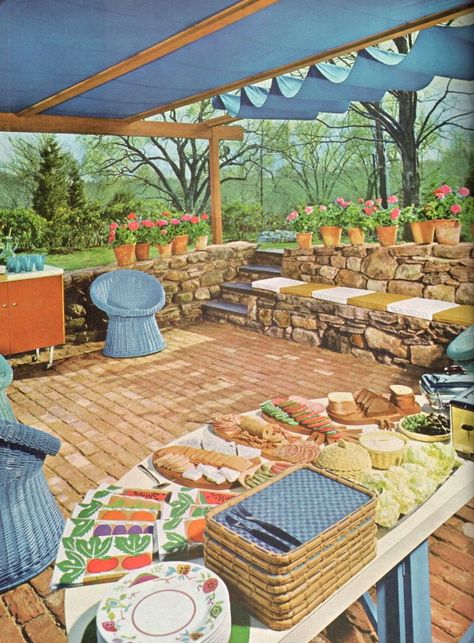 70s Patio, 70s Backyard, 1960s Backyard, 70s Outdoor Furniture, 1970s Garden Party, 60s Outdoor Furniture, 1960s Garden, Mcm Patio, 70's Decor