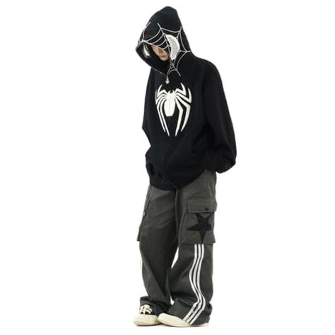 PRICES MAY VARY. Material:Spider hoodie y2k hoodie men women zip up hoodie y2k kawaii jacket is made of high quality polyester fabric,heavy,comfortable and warm.Soft and comfortable, skin-friendly and breathable. Features:Spiderman jacket,kawaii jacket sweater y2k zip up hoodie,spider web graphic grunge hoodie,full zip hoodies for men over face y2k jacket,zipper, long sleeve, preppy sweatshirt with pocket.Fashion, fine workmanship, classic and simple style and individual patterns make you fashio Y2k Grunge Zip Up Hoodie, Y2k Hoodie Men, Spiderman Merch, Nightwing Hoodie, Y2k Spiderman, Spiderman Jacket, Female Spiderman, Kawaii Jacket, Spiderman Hoodie