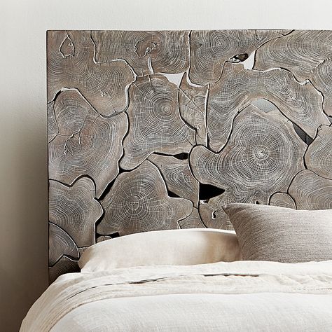 Calaveras Headboard — hand-fitted, natural edges, reclaimed teak. With a silky cerused finish. Available Fall 2019 in Bernhardt Interiors collection. Pretty Headboard, Diy Headboard Ideas, Creative Headboard, Headboard Diy, Unique Headboards, Pallet Headboard, Headboard Ideas, Diy Headboards, Wooden Headboard