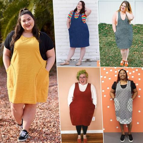 York Pinafore, Pinafore Dress Pattern, Pinafore Pattern, Plus Size Jumpers, Plus Size Sewing Patterns, Plus Size Patterns, Plus Size Sewing, Girl Dress Pattern, Doll Dress Patterns