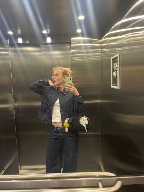 Stussy outfit inspiration porter duffle bag outfit double denim outfit instagram picture inspo slick back bun inspo Duffle Bag Outfit, Stussy Outfit, Double Denim Outfit, Slick Back Bun, Man Outfit, Bag Outfit, Slick Back, Double Denim, Denim Outfit