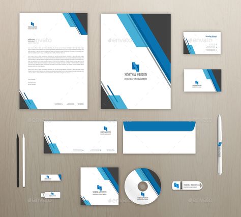 Corporate Stationery Pack | GraphicRiver Stationary Set Design, Corporate Stationery, Stationary Branding, Brochure Design Layout, Header Design, Letterhead Design, Stationary Design, General Ideas, Stationary Set