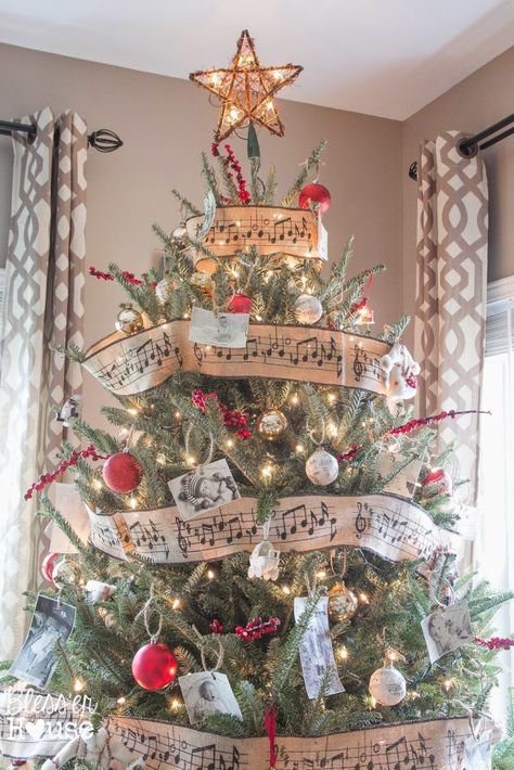 Eclectic Christmas, Music Christmas Ornaments, Cheap Christmas Trees, Cozy Eclectic, Music Tree, Holiday Home Tour, Tree Themes, Halloween Adventure, Christmas Traditions Family