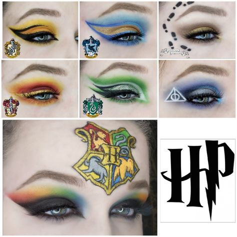 Harry Potter Inspired Makeup Looks, Harry Potter Eye Makeup, Disney Make Up Looks, Harry Potter Inspired Makeup, Hufflepuff Makeup Looks, Harry Potter Makeup Looks Gryffindor, Harry Potter Makeup Looks, Hogwarts Makeup, Ravenclaw Makeup