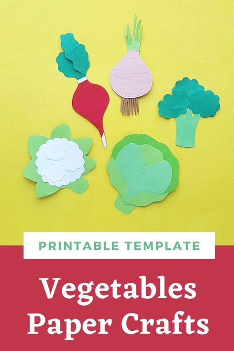 These vegetables paper crafts with free printable templates are the perfect way to get the kids crafting! While you are at it, this craft can build excitement for eating lots of fresh from the garden veggies! #crafts #kids #papercrafts #vegetables #kidscraft Paper Veggies Craft, Veggie Crafts For Preschool, Vegetable Templates Free Printable, Art And Craft Vegetables For Kids, Vegetable Template, Paper Vegetables, Vegetables Craft, Easy Summer Crafts For Kids, Easy Summer Crafts