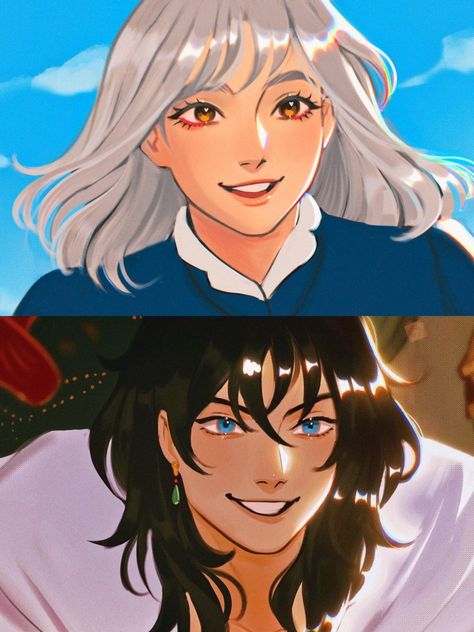 How’s Moving Castle, Howl’s Moving Castle Fanart, Howl Fanart Studio Ghibli, Howl X Sophie Fanart, Sophie Howls Moving Castle Icon, Sophie And Howl Fanart, Howl Studio Ghibli, Howl Drawing, Howl Pendragon Fanart