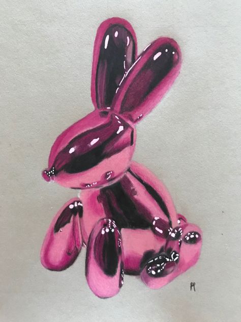 Pencil drawing of a pink bunny Ballon Animal Drawing, Ballon Animal, Balloon Rabbit, Ballon Dog, Pink Drawing, Rabbit Drawing, Bunny Drawing, Pink Bunny, Balloon Dog