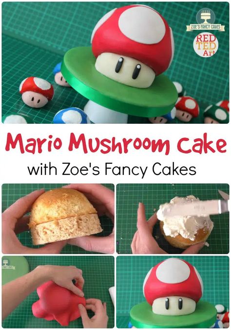 Nintendo Birthday Party, Super Mario Brothers Party, Mushroom Cupcakes, Zoes Fancy Cakes, Mario Birthday Cake, Mario Bros Cake, Mushroom Cake, Super Mario Cake, Super Mario Bros Birthday Party