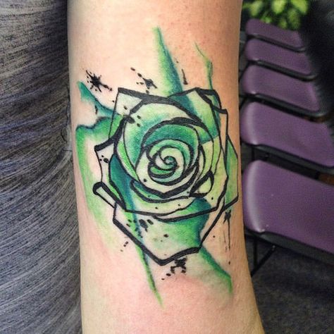 Green watercolor flower Green Flowers Tattoo, Green Watercolor Tattoo, Green Rose Tattoo, Green Ink Tattoo, Green Tattoo Ink, Willow Tattoo, Hulk Tattoo, Green Tattoo, Green Tattoos