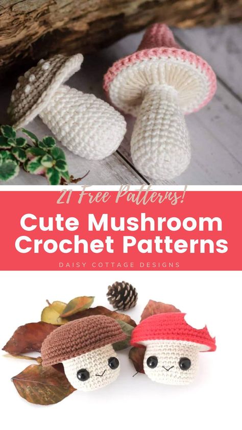 Free Crochet Mushroom, Mushroom Patterns, Mushroom Amigurumi, Mushroom Crochet, Crochet Mushroom, Basic Stitches, Cozy Crochet, Crochet Food, Crochet Amigurumi Free Patterns