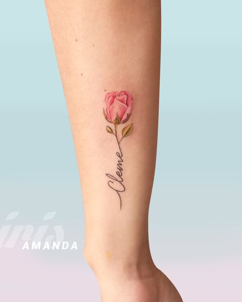 Bud Tattoo, Rose Bud Tattoo, Maria Tattoo, Miami Tattoo, Iris Tattoo, Bookish Tattoos, Anklet Tattoos, Hot Pink Roses, Tattoo Equipment